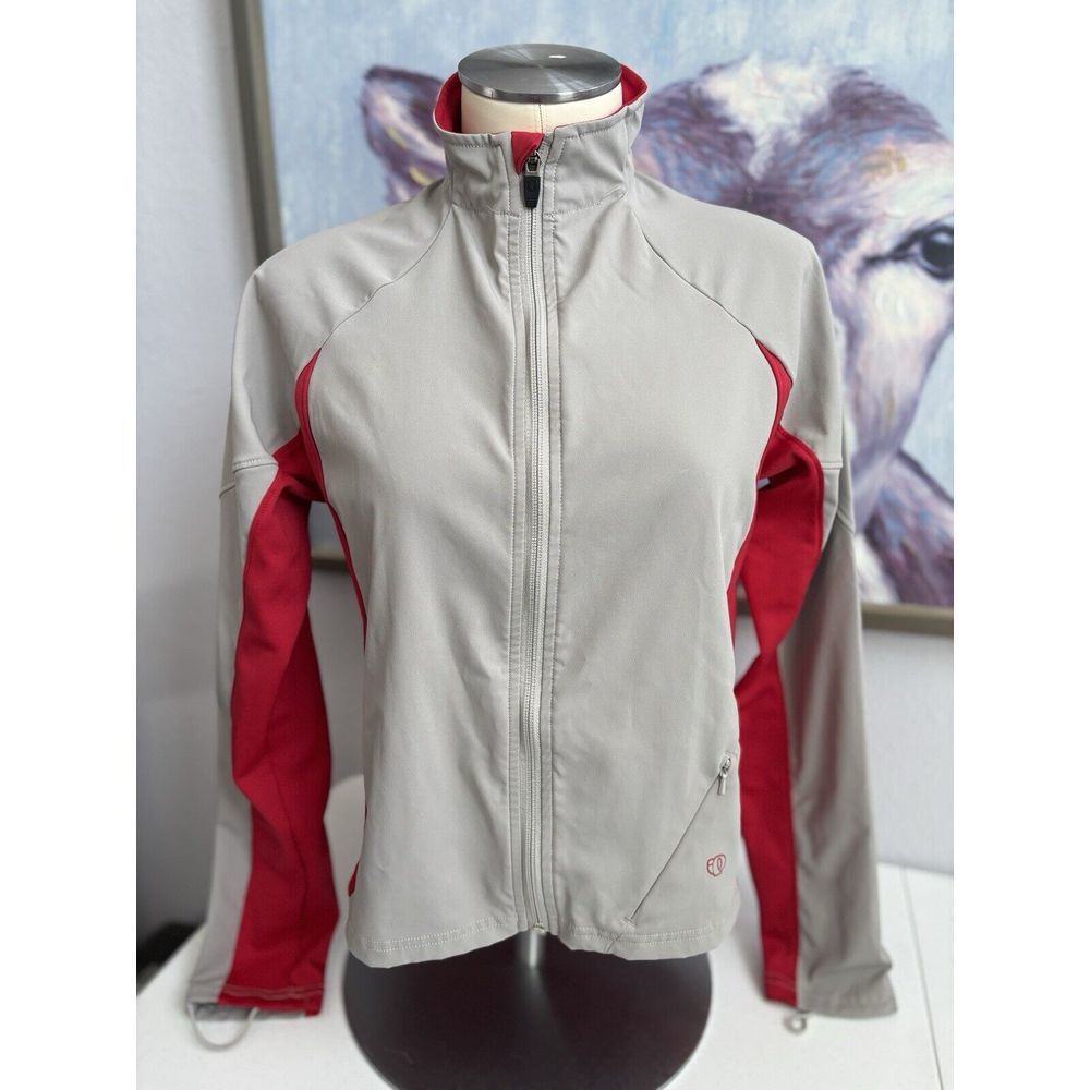 Pearl Izumi Women's Small Light Gray and Red Full Zip Soft Shell Cycling Jacket